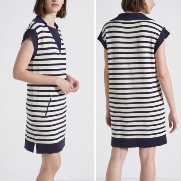 Current/Elliott Elsie Stripped Sweater Dress Navy & Ivory! Size 1. - Picture 2 of 12
